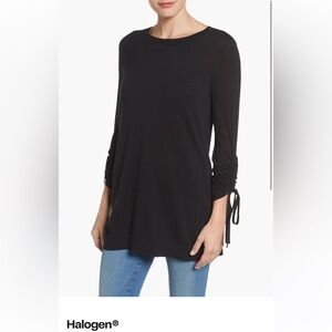 GUC Halogen Ruched Sleeve Tunic Sweater